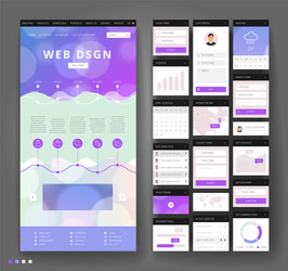 website template design with interface elements vector