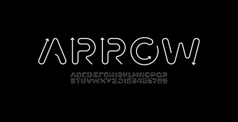 alphabet font from rounded thin line with arrows vector image