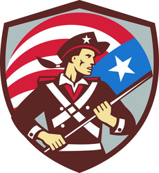 American Soldier Brandishing Flag Vector Image