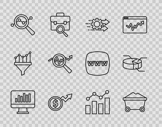 set line monitor with graph chart coal mine vector image