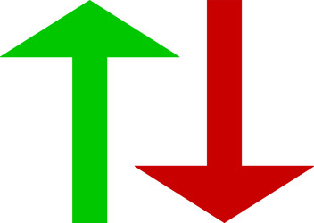 Set of up and down arrows in green red vector