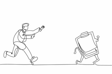 Single one line drawing businessman run chasing Vector Image