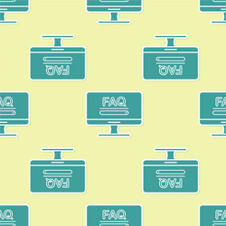 Green computer monitor with text faq information vector