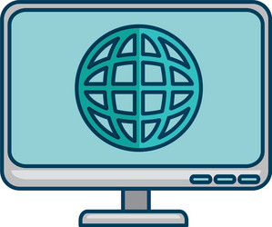 computer display with planet vector image