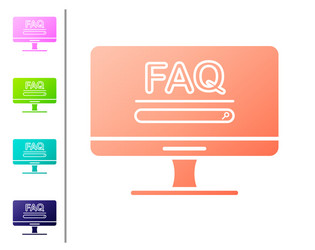 coral computer monitor with text faq information vector image