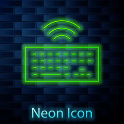 glowing neon line wireless computer keyboard icon vector image