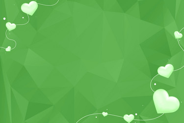 Heart border green prism pattern background vector