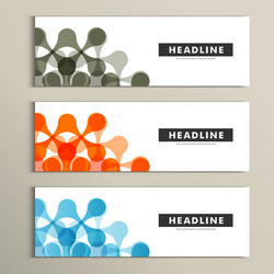 three pattern abstract in banner design vector