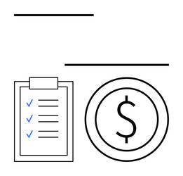 checklist with checkmarks and dollar coin vector image