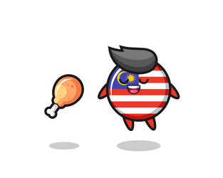 cute malaysia flag badge floating and tempted vector