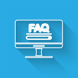 white line computer monitor with text faq vector image