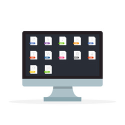 computer desktop with different files vector image