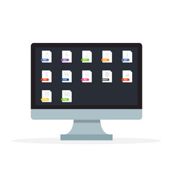 Computer desktop with different files vector