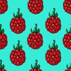 seamless pattern with raspberries design element vector image
