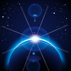 solar eclipse background with stars and lens flare vector image