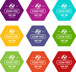 Thai asian food icons set 9 vector