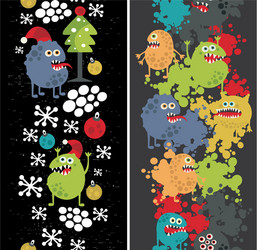 Two vertical seamless patterns with monsters vector