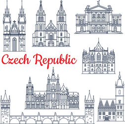 Czech republic thin line travel landmarks vector