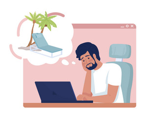 Dreaming about vacation 2d isolated vector