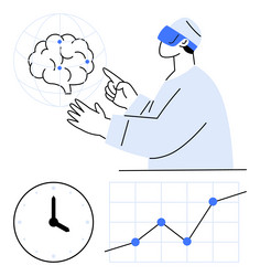 futuristic scientist using vr to study brain vector image