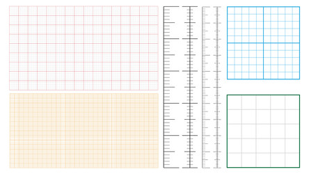 Metric graph paper and corner ruler set vector