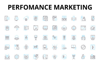 performance marketing linear icons set conversion vector