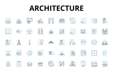 architecture linear icons set form function vector image