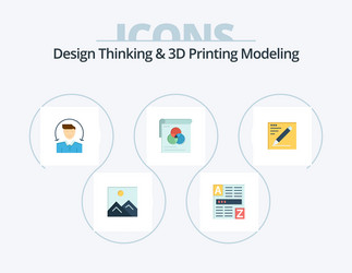Design thinking and d printing modeling flat icon vector