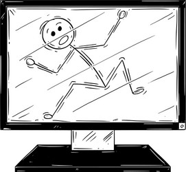 Man Trapped in Computer Screen vector image