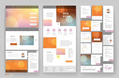 website template design with interface elements vector image
