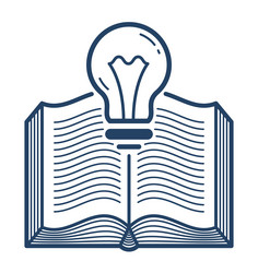 Open book with idea light bulb linear icon vector