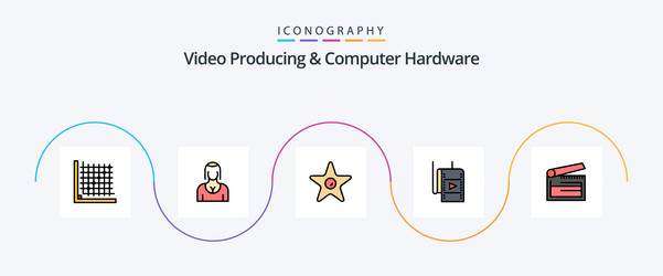 video producing and computer hardware line filled vector image