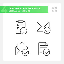 documents with checkmarks pixel perfect linear vector image