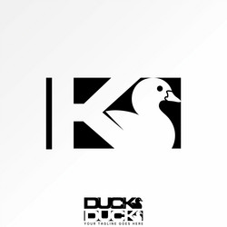 initial k font negative spave with duck on square vector image