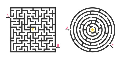 maze game labyrinth with find way puzzle square vector image