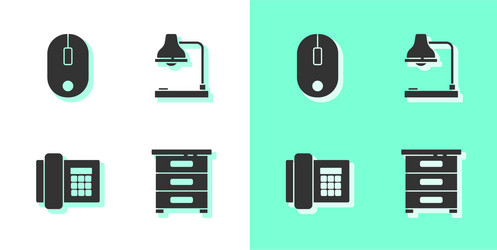 set drawer with documents computer mouse vector image