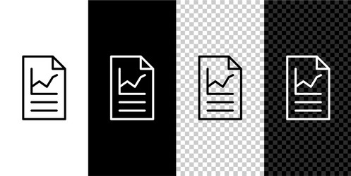 Set line document with graph chart icon isolated vector