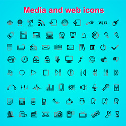 Set outline quality icon media and web icons vector