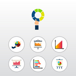 icon flat chart set of segment statistic vector image