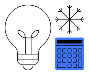lightbulb with snowflake and calculator vector image