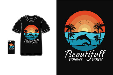 beautiful summer sunsett-shirt merchandise Vector Image