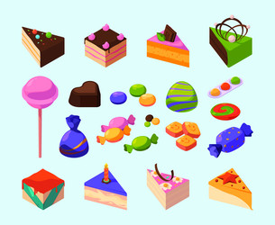 candy isometric sweets delicious food for happy vector