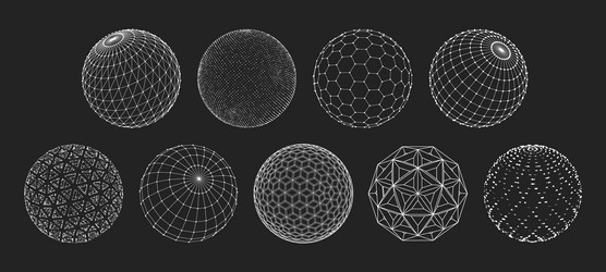 Sphere grid 3d wireframe spheres line globe Vector Image