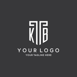 Kb monogram initial name with shield shape icon vector