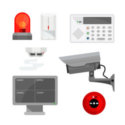set of different security system devices vector image
