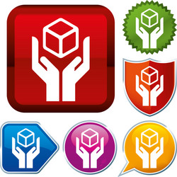 set shiny icon series on buttons fragile vector image