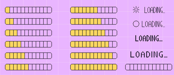 pixel art retro loading bar interface 8 bit vector image