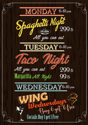 restaurant food menu design with chalkboard vector