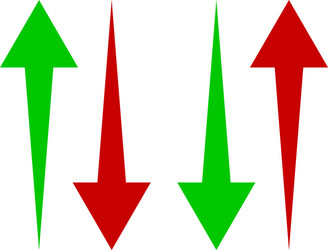 Set of up and down arrows in green red vector