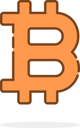 Cartoon linear bitcoin icon like crypto currency vector